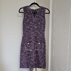 Karl Lagerfeld Sleeveless Tweed Dress Size 0 Purple/Black/White